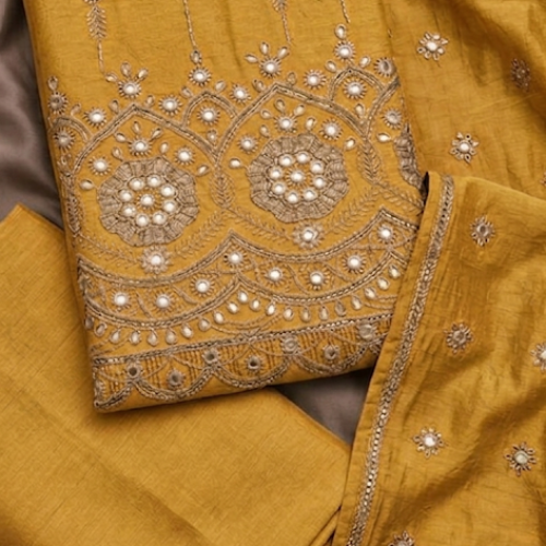 Mustard Yellow Chanderi Suit Set