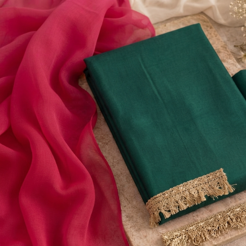 Rani Pink suit Combination dupatta