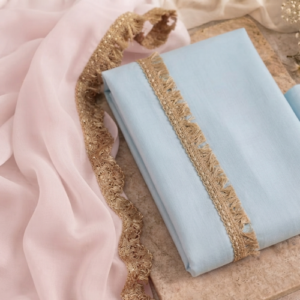 Sky blue suit with Pink dupatta