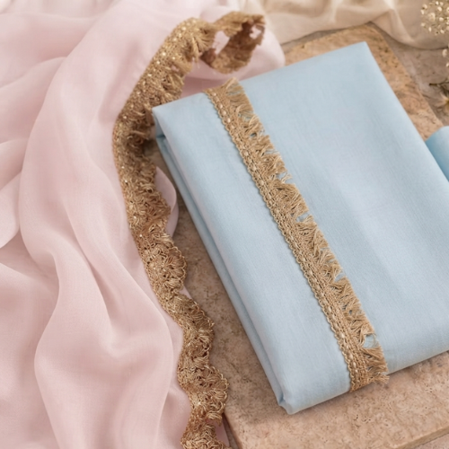 Sky blue suit with Pink dupatta