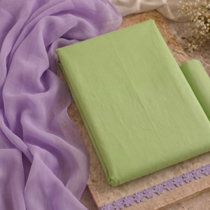 Pure Cotton Plain Suit with Chiffon Dupatta & Flower Lace