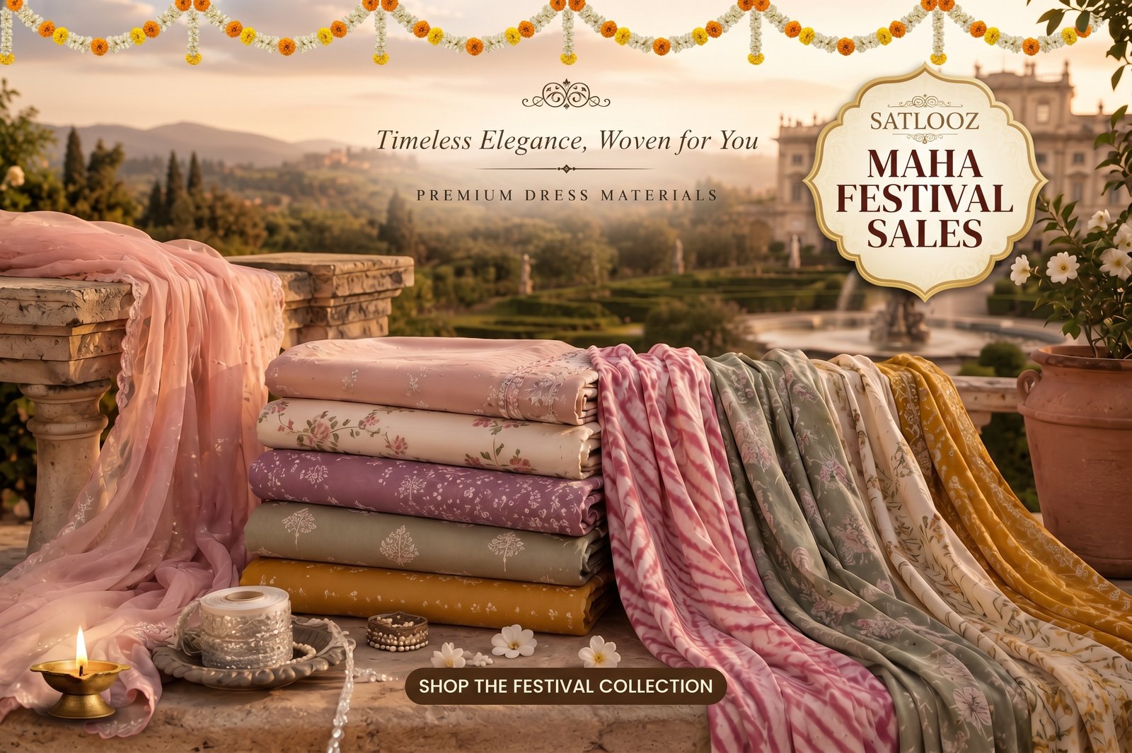 Satlooz collection of unstitched Chikankari, cotton and Chanderi suit materials for women