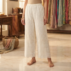 Pure chikankari palazzo for women, stitched
